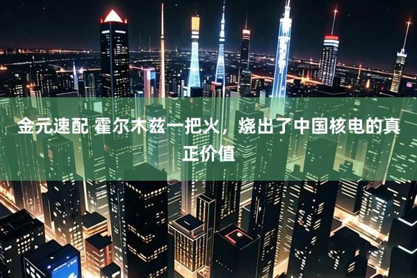 金元速配 霍尔木兹一把火，烧出了中国核电的真正价值