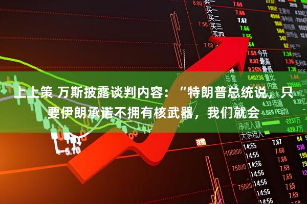 上上策 万斯披露谈判内容：“特朗普总统说，只要伊朗承诺不拥有核武器，我们就会