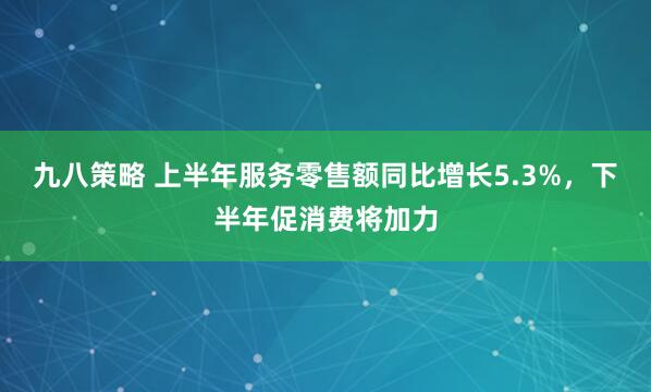 九八策略 上半年服务零售额同比增长5.3%,下半年促消费将加力