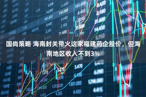 国尚策略 海南封关带火这家福建药企股价，但海南地区收入不到3%