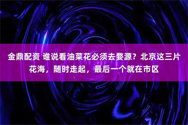金鼎配资 谁说看油菜花必须去婺源？北京这三片花海，随时走起，最后一个就在市区